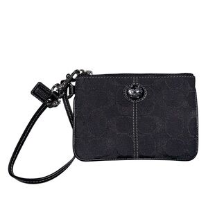 NEW Coach Black Mini Monogram Signature C Wristlet